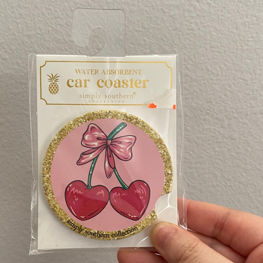 *Simply Southern Pink Cherry Bow Car Coaster